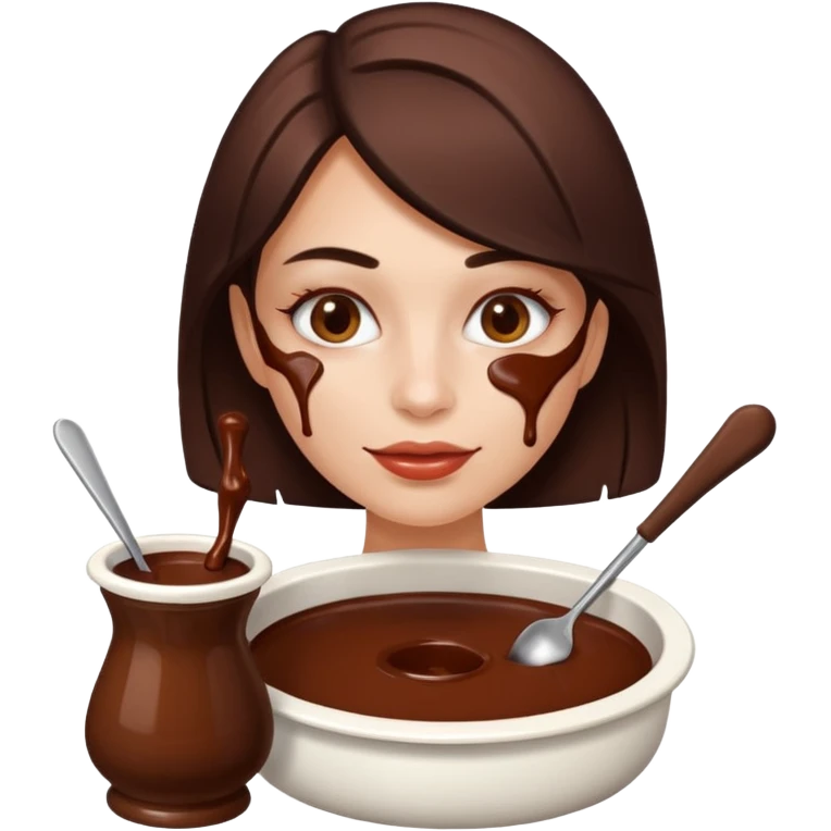 woman almost eating chocolate fondue emoji