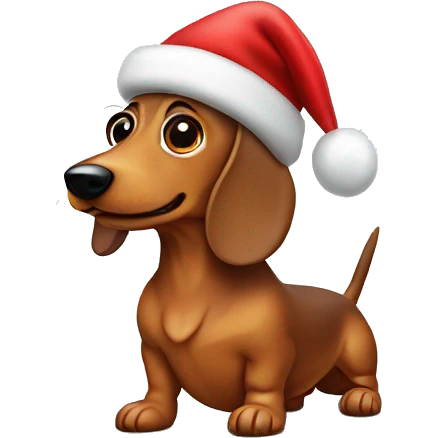 Wiener dog with Santa hat emoji