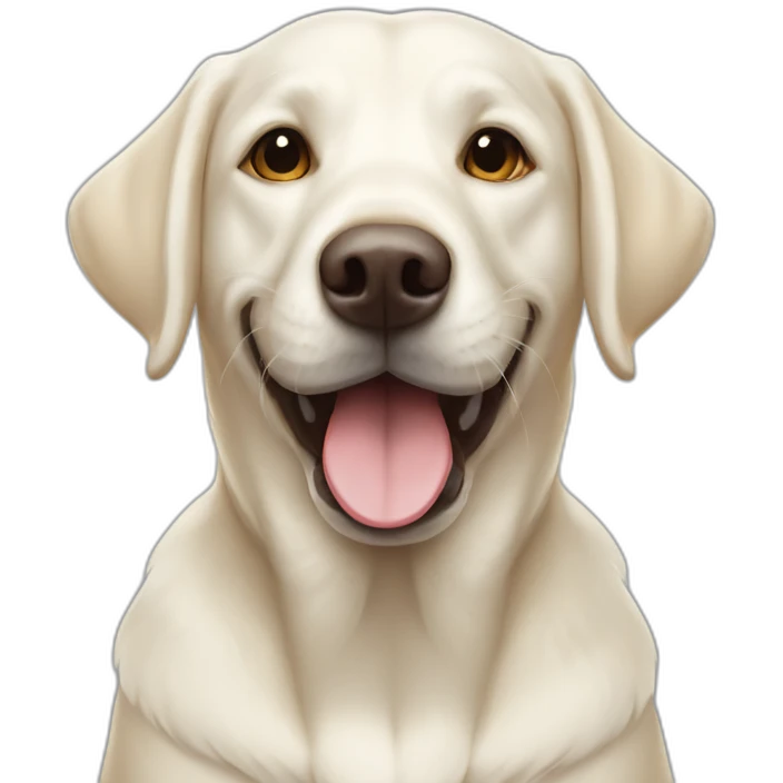happy white labrador retriever with a bone in mouth emoji