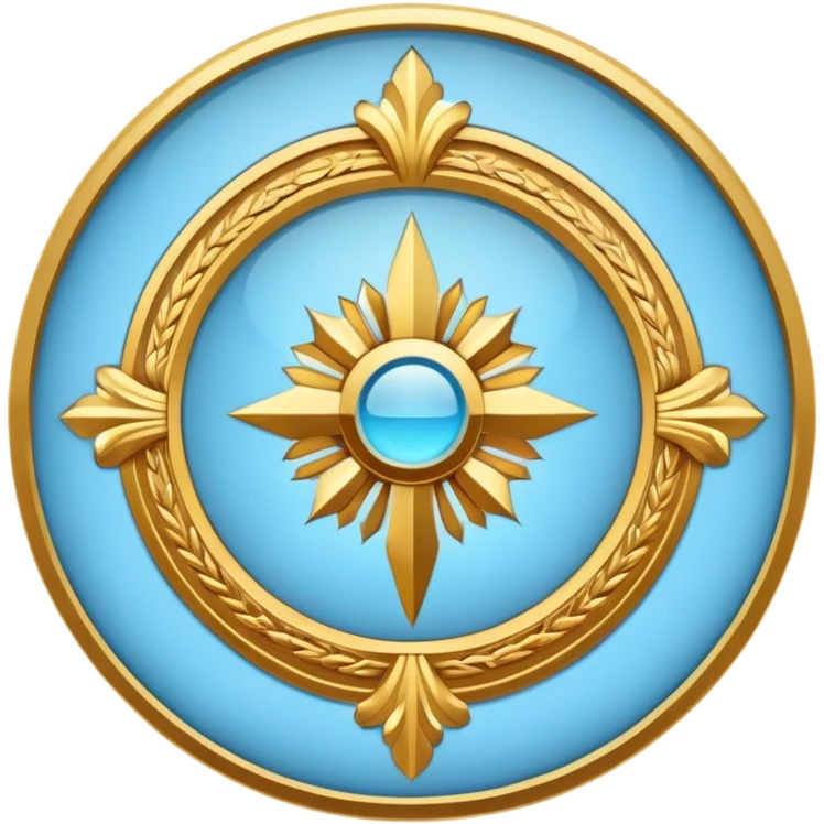 saint emblem with light blue colors and holy symbols emoji