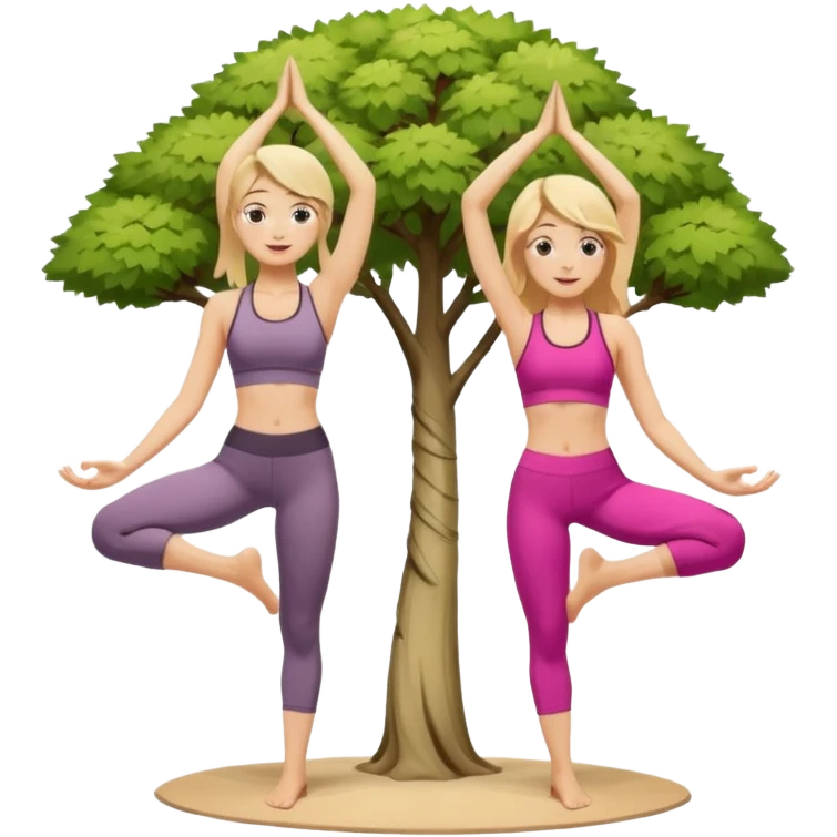 Two women doing yoga in tree pose no tree both blonde  emoji