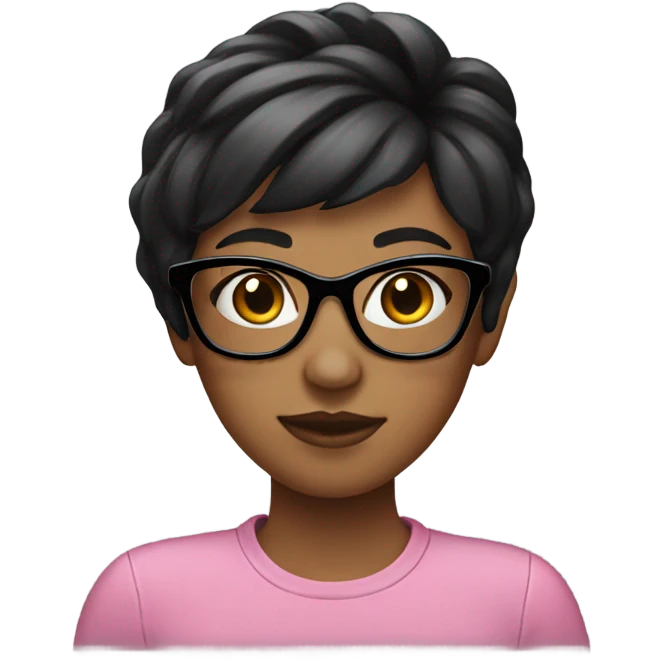 pink girl with black glasses and short black hair emoji