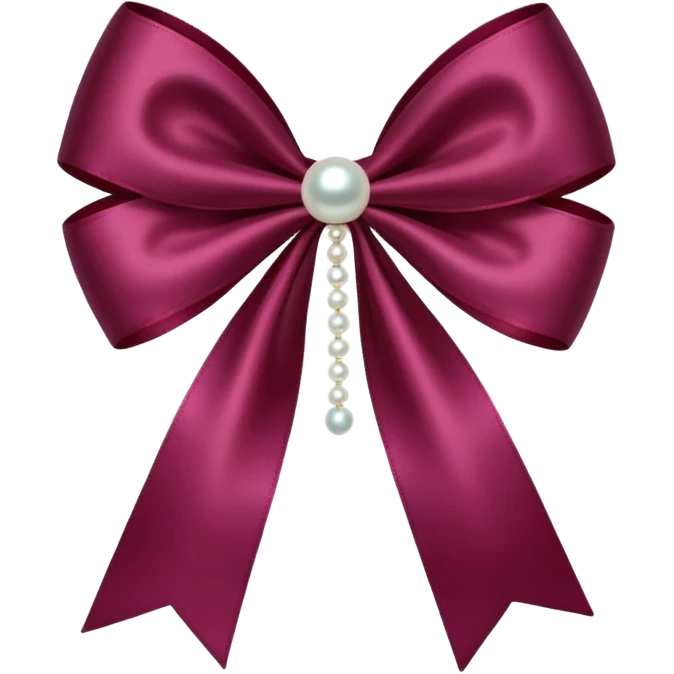 Maroon bow with hanging pearl emoji