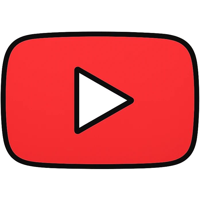 modern flat YouTube logo, red and white, iconic play button, minimal, iconic, vector style emoji