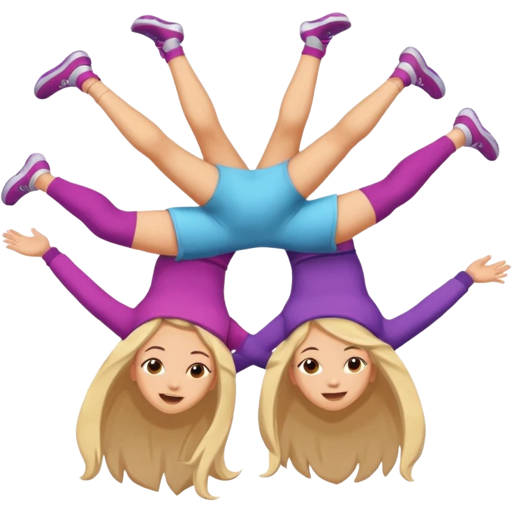 una chica saltando encima de la cabeza de otra chica emoji