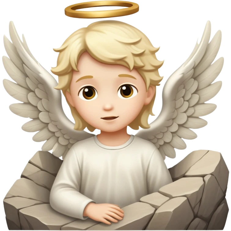 kid angel in stone flying emoji