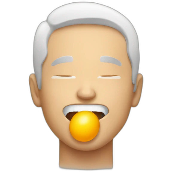 Man putting egg into mouth emoji