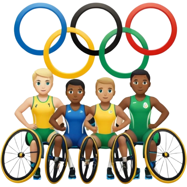 paralympic games with disable athletes with the right colors of olympic rings emoji