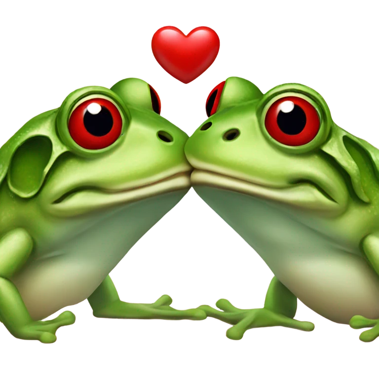 Kissing frogs with Heart and red lips emoji