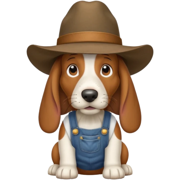 toothless hillbilly basset hound wearing a stetson and dungarees and has droopy eys emoji