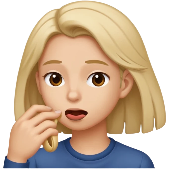 Tuck hair behind ear while biting lip emoji emoji