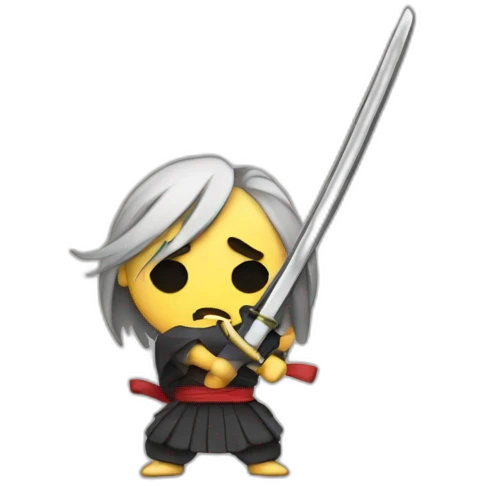 anime style emoji holding a katana angry emoji
