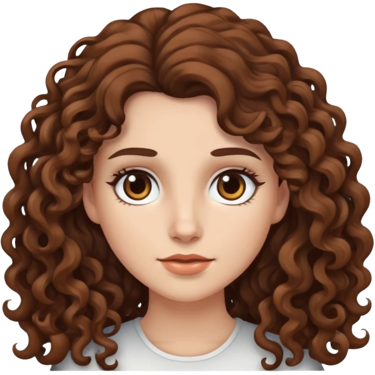 White female  Long curly brown hair  Dark brown eyes
 emoji