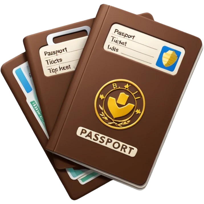 brown passaport and tickets emoji