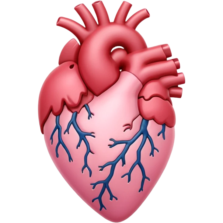 Anatomical heart, soft pink, light, iOS emoji style, variation 1 emoji