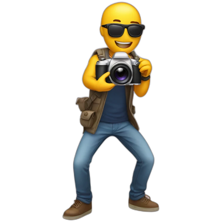 Persona sacando foto con camara emoji