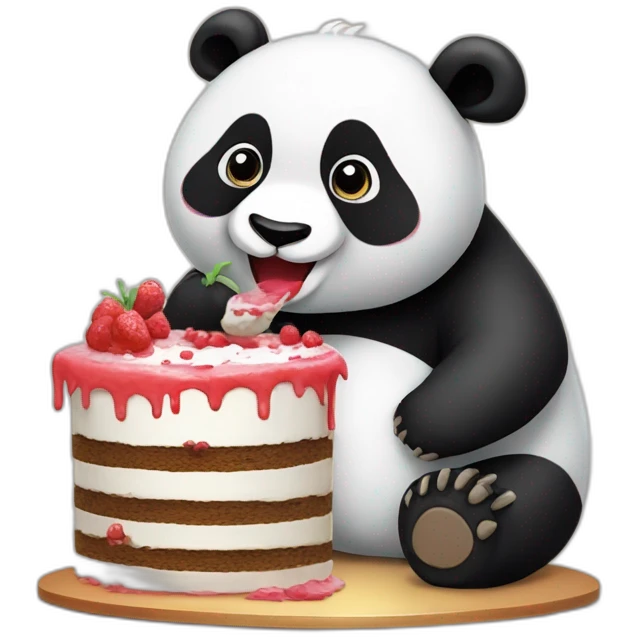 Un panda qui mange un gateau emoji