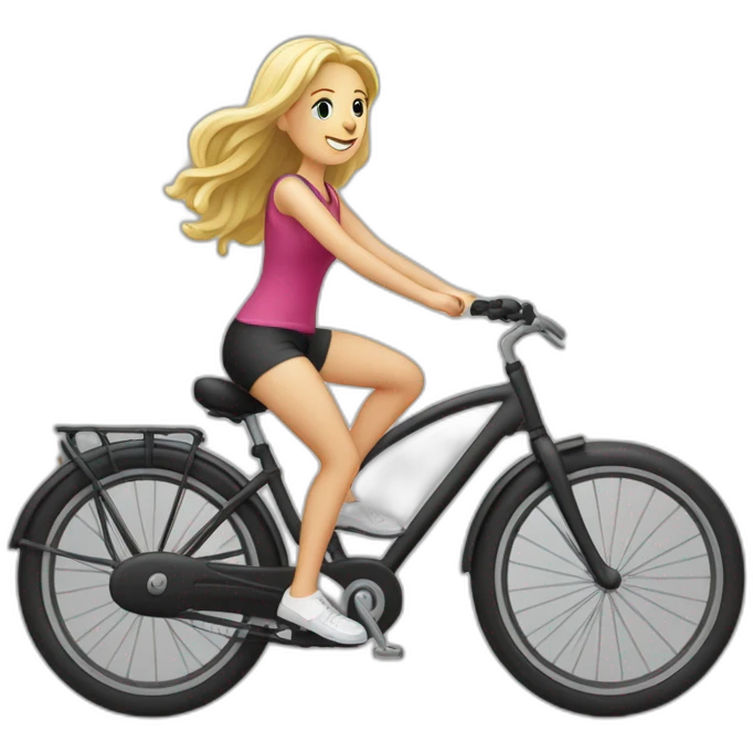 Une blonde sur un vélo avec épagneul breton emoji
