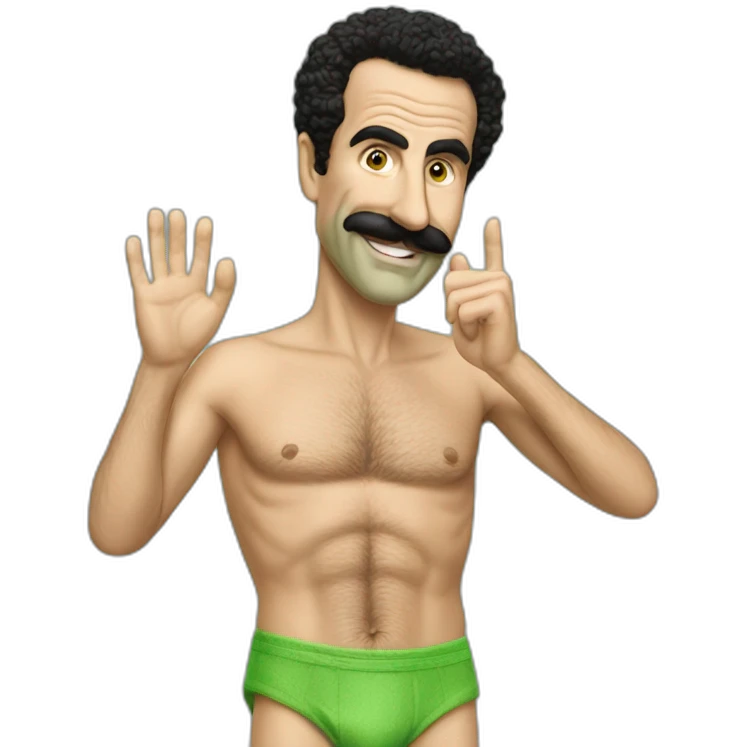 Borat green bathing tanga waving emoji