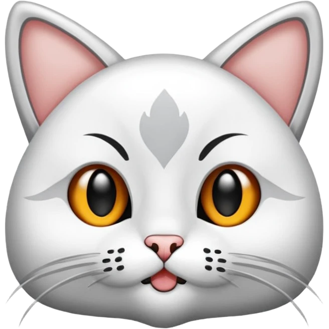 Gri beyaz olan şapka ve papyon takan kedi emoji