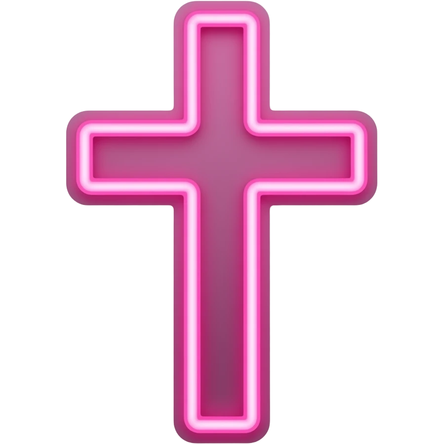 neon super glowing light pink christian cross longer emoji