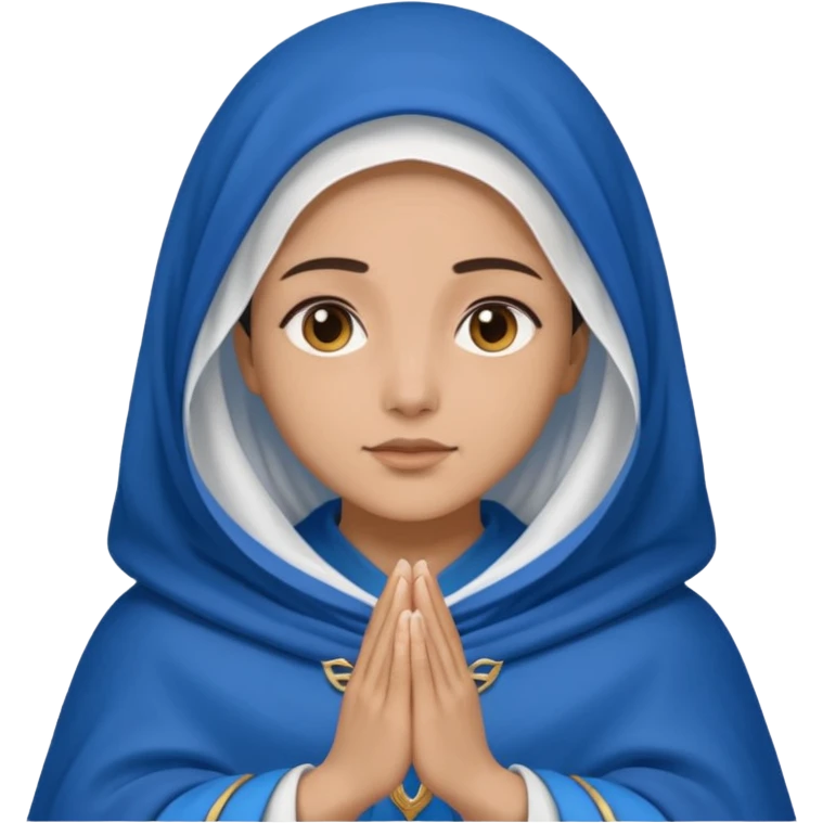 Nossa senhora das graças com AURA, manto azul e vel branco, com mãos postas emoji