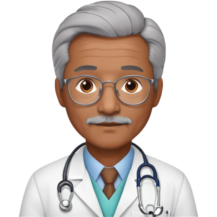 mature 60 year old male doctor with stethoscope, gray hair, medium-dark skin tone, cinnamon skin tone, professional emoji