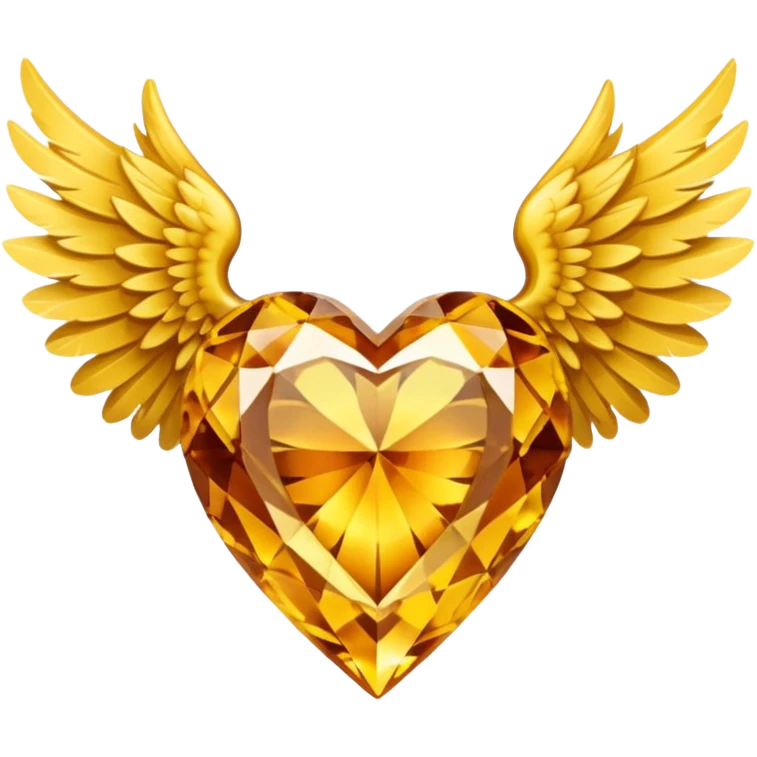 Topaz yellow crystal heart with wings emoji