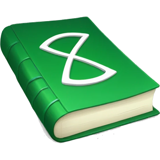 Green book with rune emoji