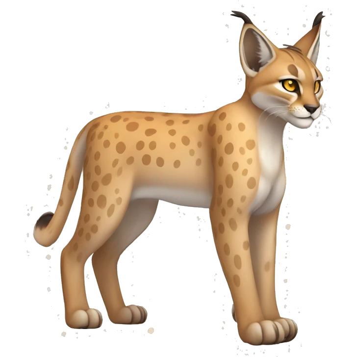 Beige Lynx-Caracal-Fakemon-hybrid with orange points with spots, brown toes, and short tail, full body emoji