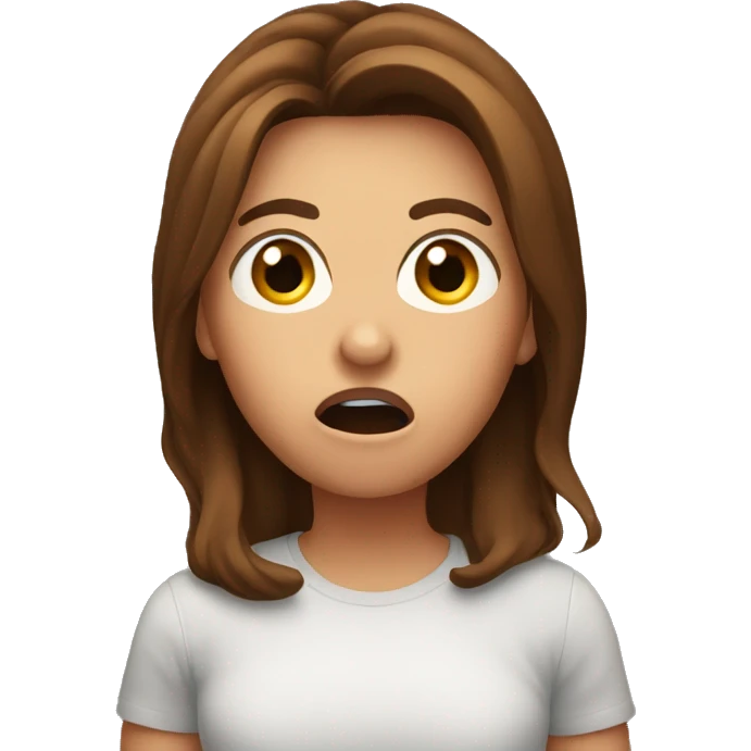 shocked face with brown hair emoji