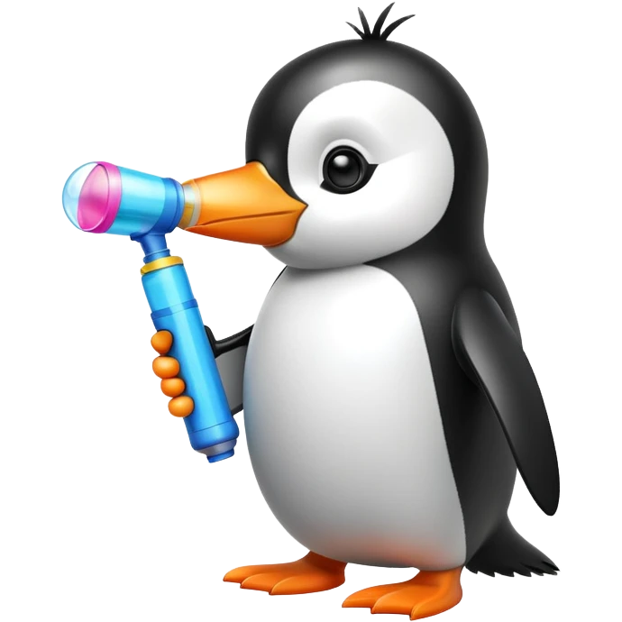 Penguin with bubble gun emoji