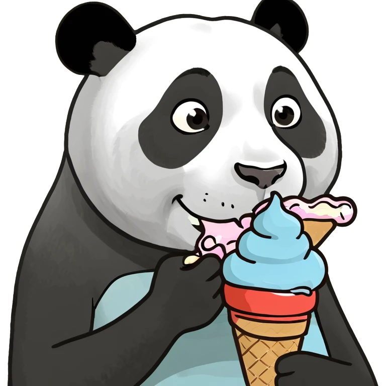 Panda eating ice cream emoji