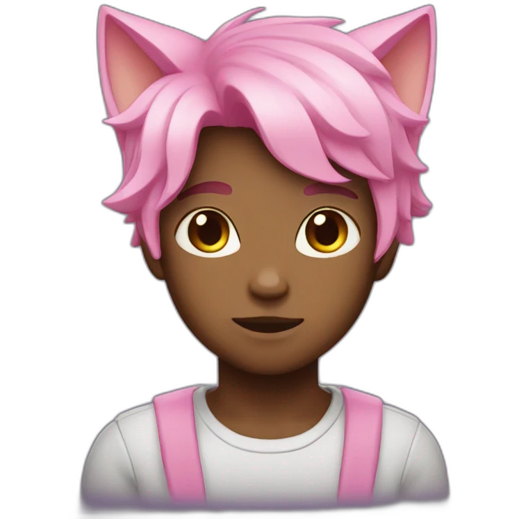 light dark catboy with pink hair emoji
