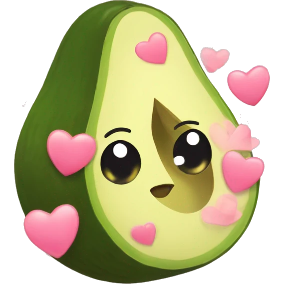 Cute Avocado with pink hearts emoji