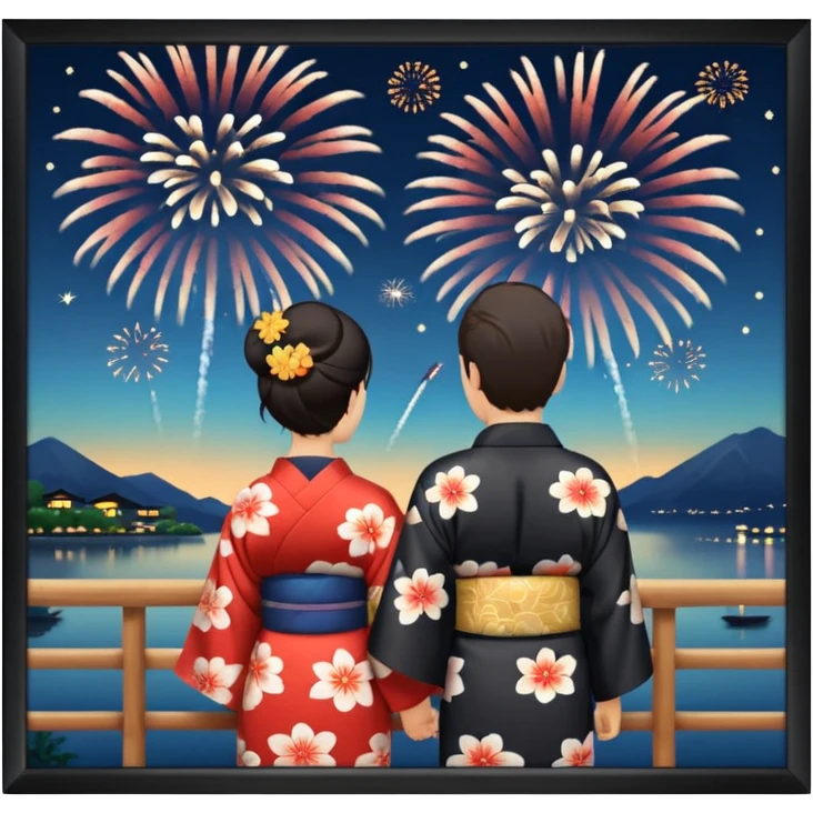 background: 🎆 & people : 👫🏻👘 emoji