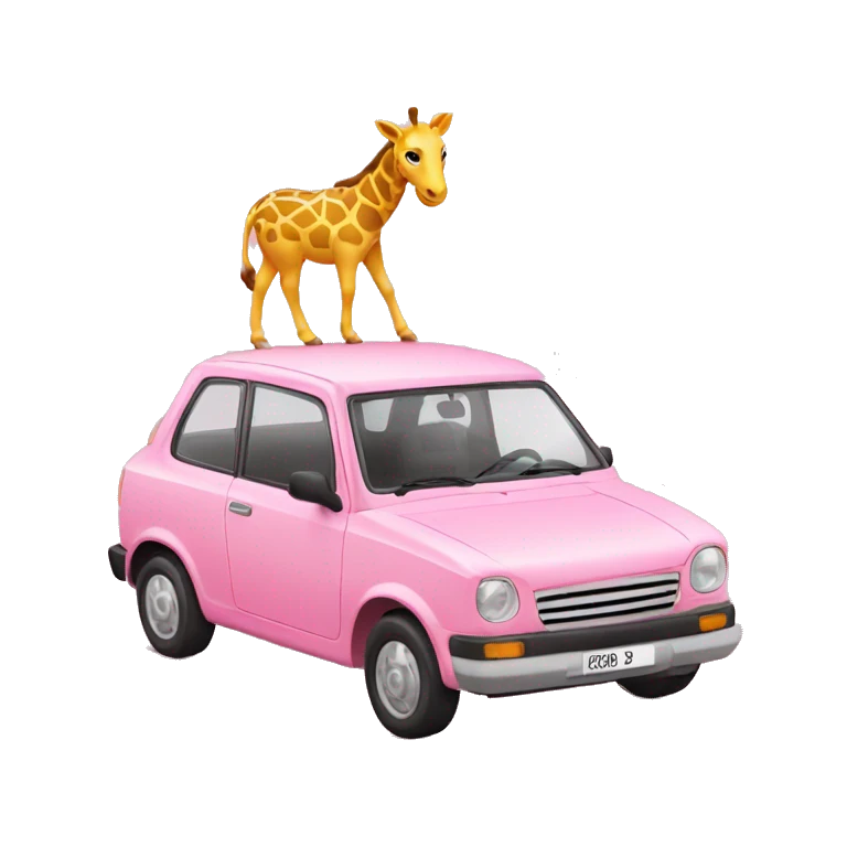 Coche rosa con una jirafa rosa  emoji