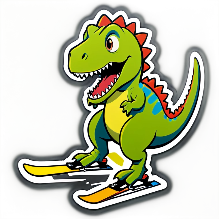 Dino on a ski emoji