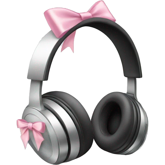 silver headphones with light pink bows emoji