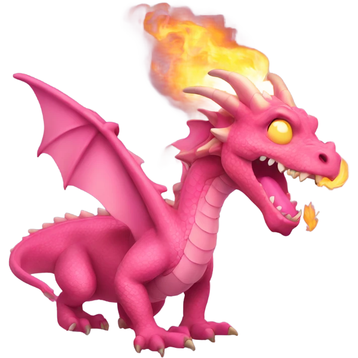 Pink dragon breathing fire emoji