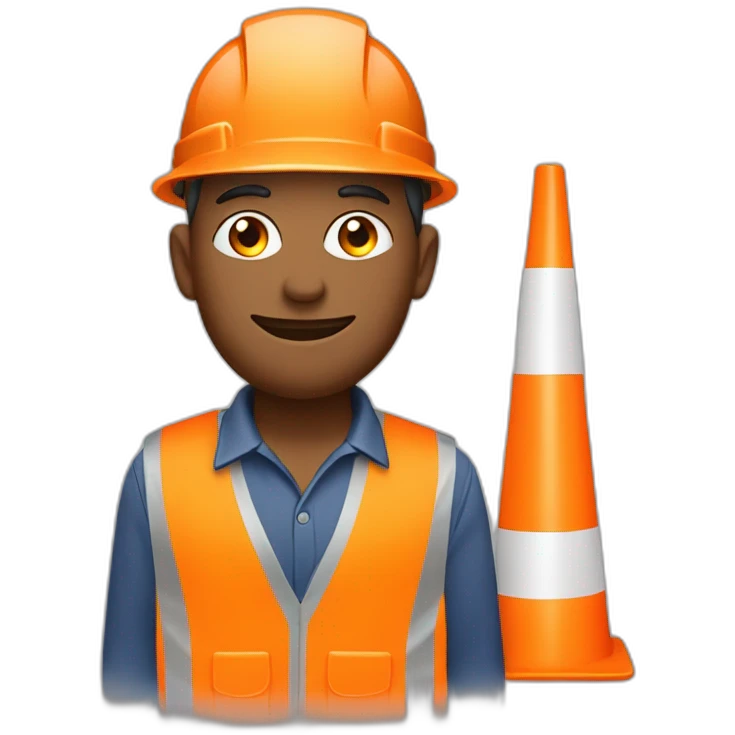 construction worker with orange cone on his hat emoji