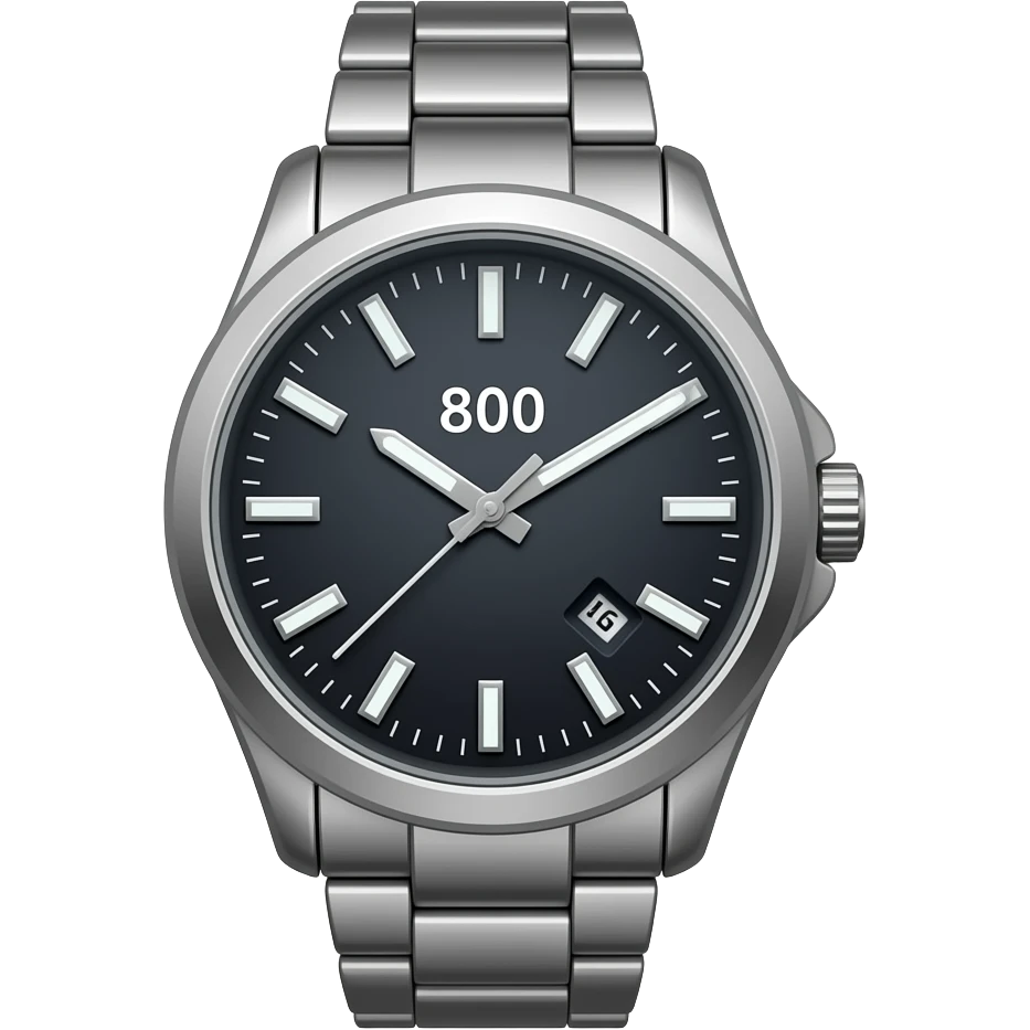 Reloj de mano,con el número "800" emoji