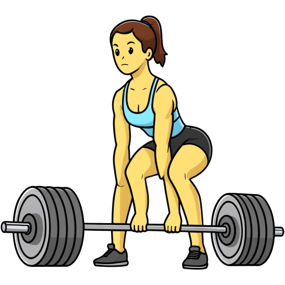 Fitness trainer showing correct posture for deadlift exercise emoji