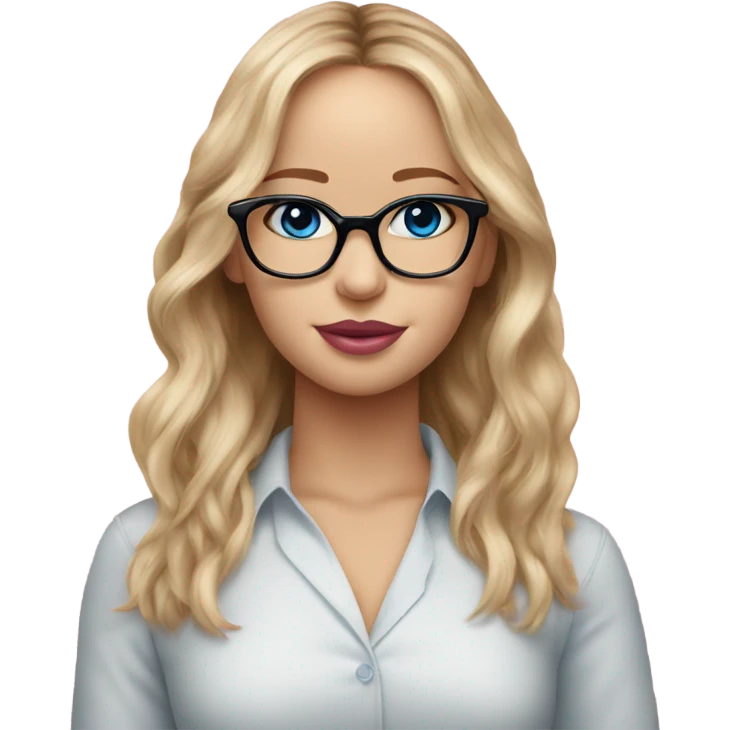 Jennifer Lawrence,  blu eyes wearing glasses and pink kisses emoji
