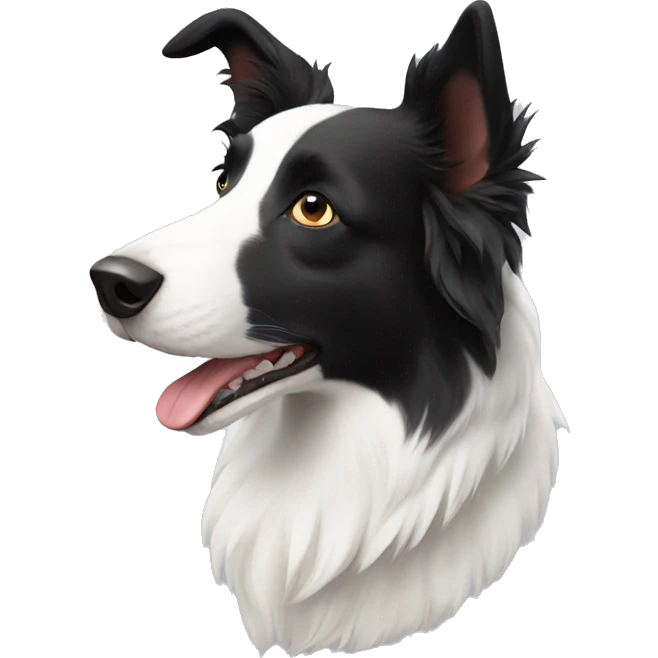 White border collie with one black ear emoji