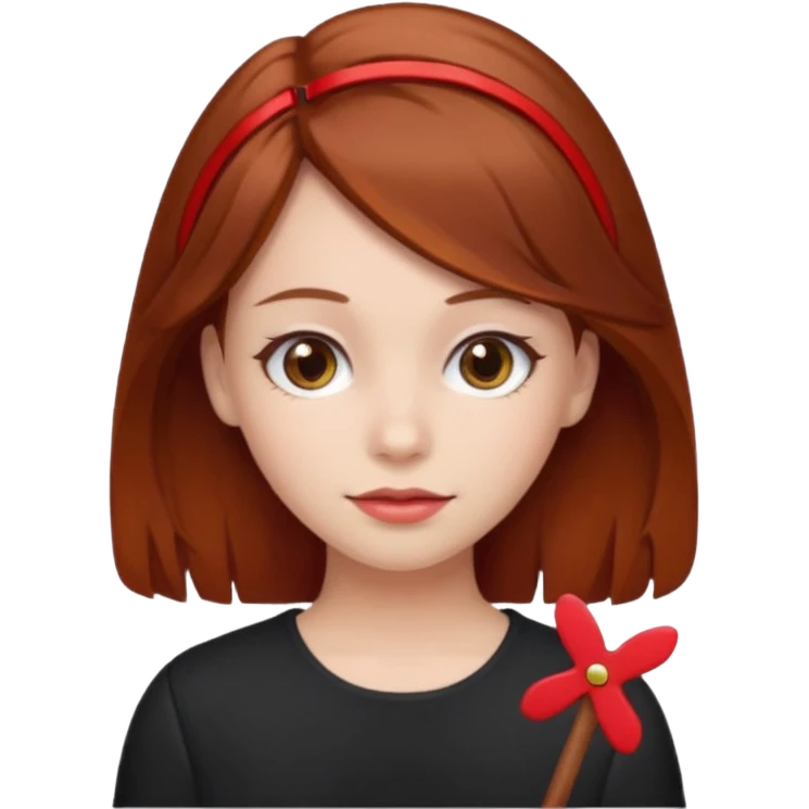  girl with brown hair and red color hairclip emoji