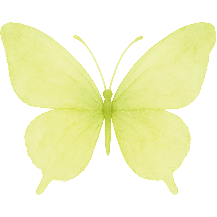 Create a one-to-one butterfly as in the example, with the main color being green #c0ff53, maintaining all effects and the watercolor art style, without background. emoji