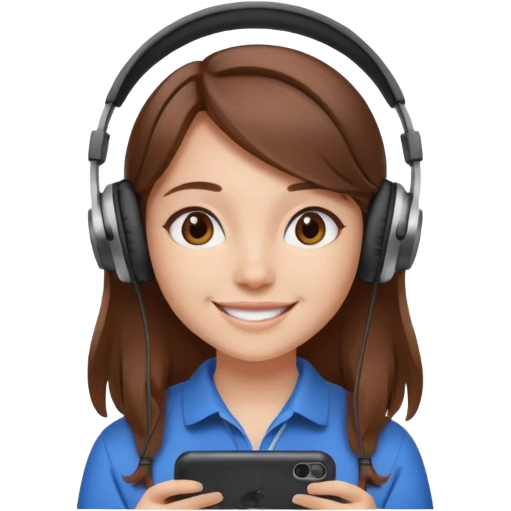 Brown-haired girl creating a video to post on instagram emoji