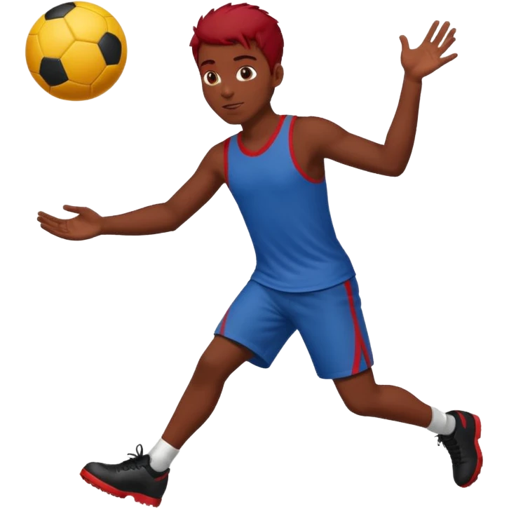 black man who play ball with red hair emoji