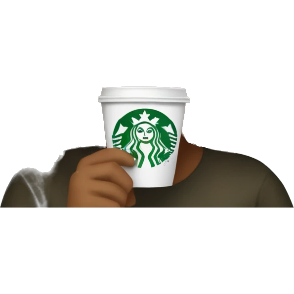 Curly hair girl taking Starbucks coffee emoji